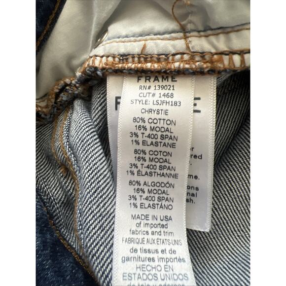 Frame Denim Jeans Womens 26 Le Skinny De Jeanne Feathered Hem Distressed Boho - Picture 6 of 12